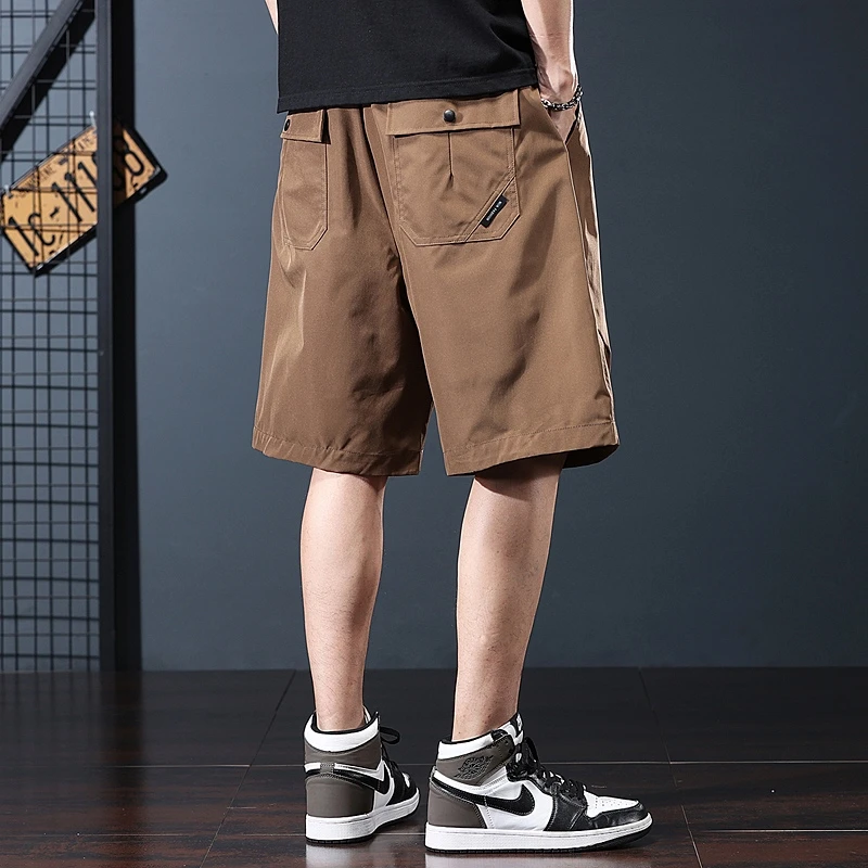 夏季薄款冰丝工装休闲短裤男士宽松大码潮流日系机能百搭五分中裤