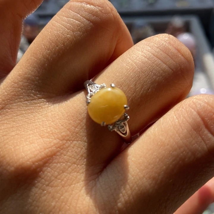 翡翠戒指银S925镶嵌戒指