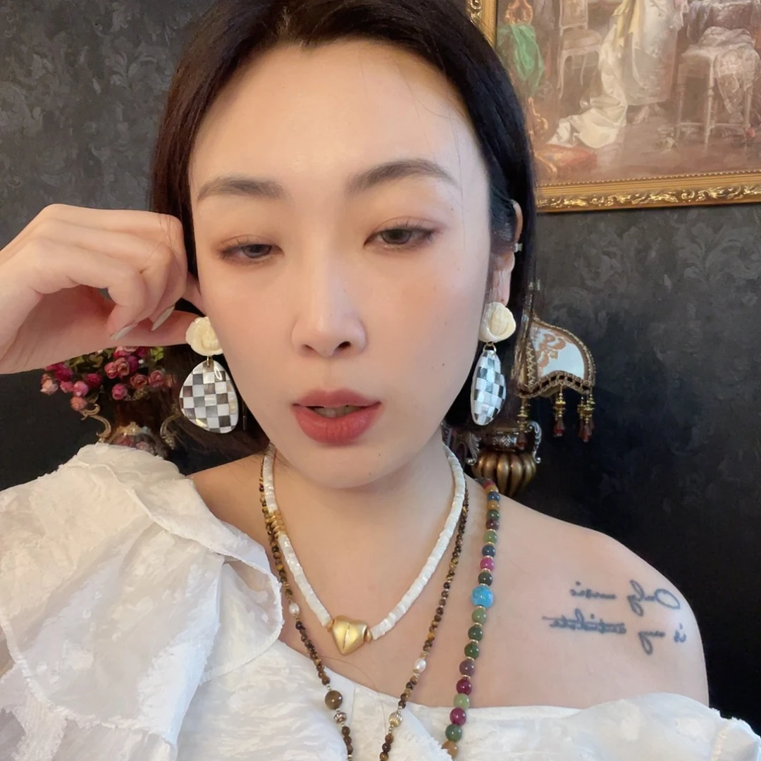 铜合金珐琅925银耳饰38号