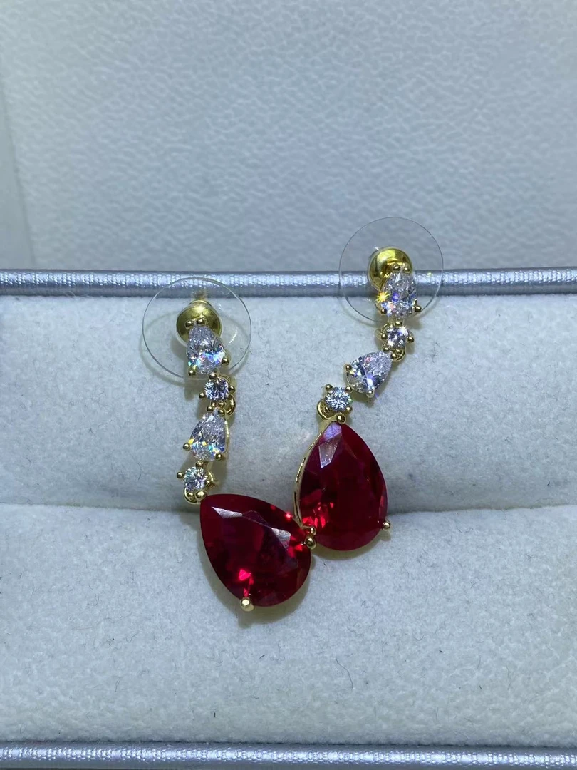 合金珐琅耳饰 【米米甄选 高端大气】红色耳钉X-2602