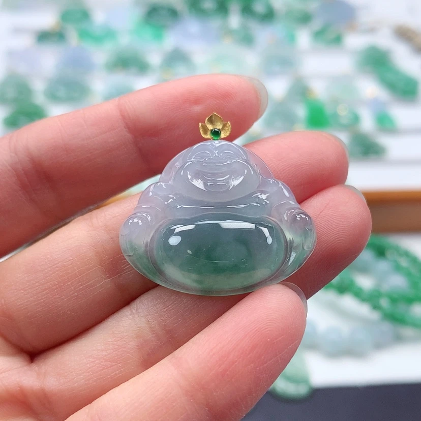 【闪购商品】翡翠吊坠(赠链)18K金镶嵌