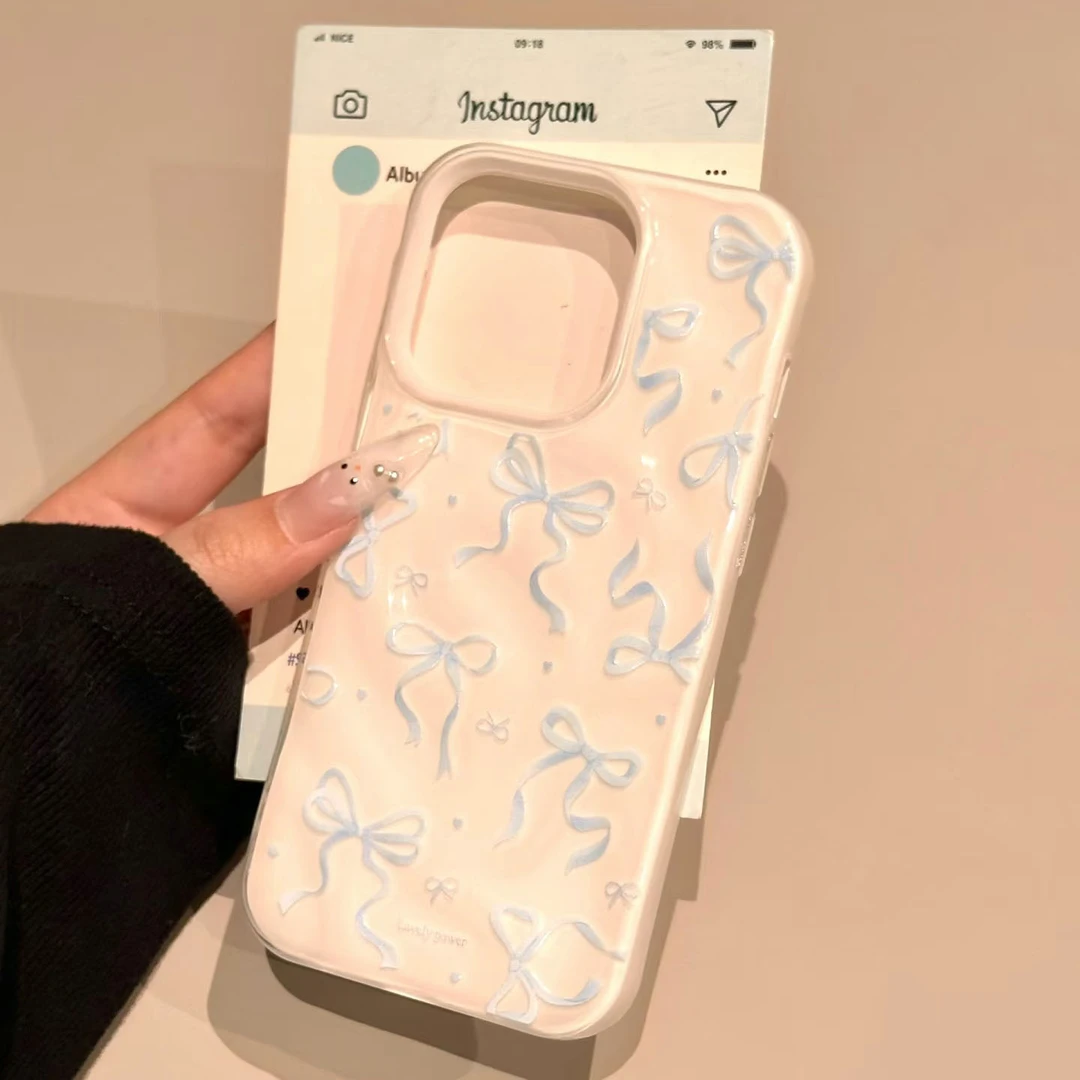 壳望蝴蝶结波浪褶皱壳适用苹果iPhone15手机壳16新款14Pro防摔16