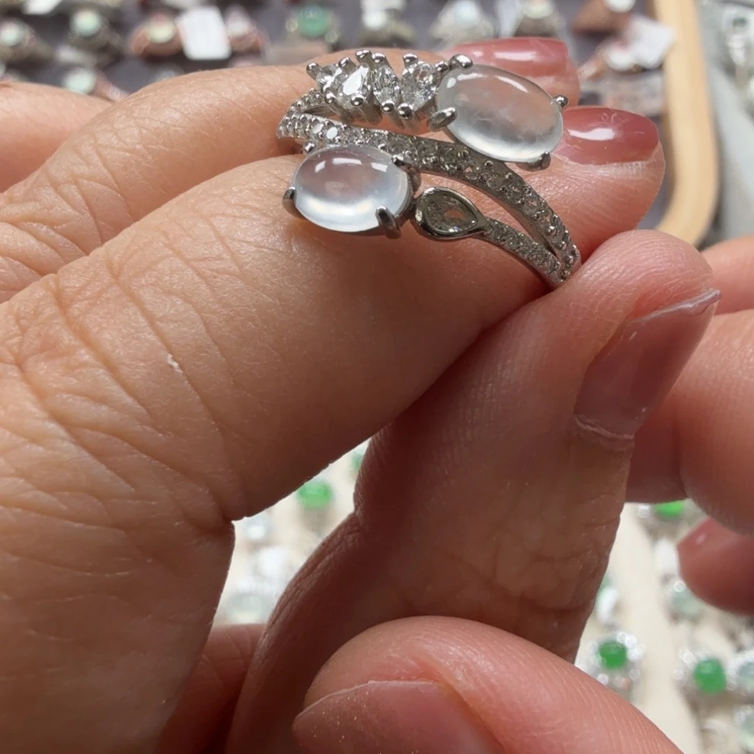 翡翠银S925镶嵌戒指8002