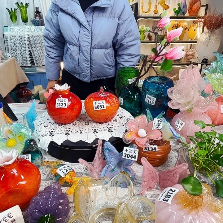 石榴苹果家悦美居琉璃摆件