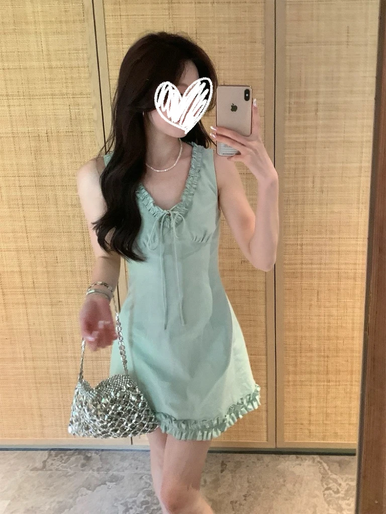 【小苍兰】韩系气质无袖连衣裙女夏季修身设计感小众裙子