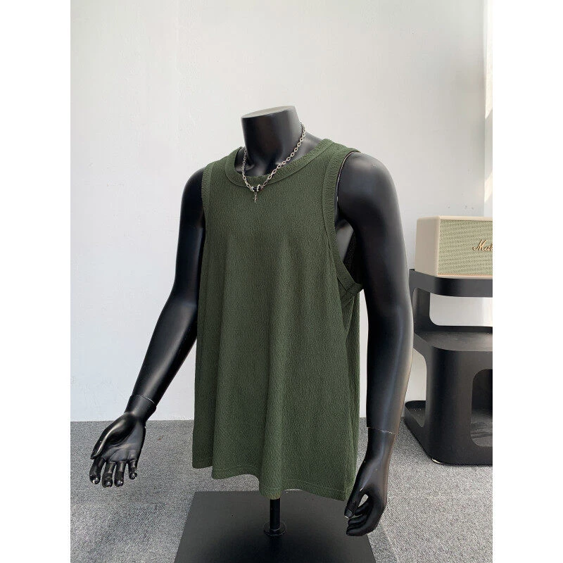 黑色运动健身背心男款夏季肌理感粗螺纹无袖体恤外穿跨栏坎肩汗衫