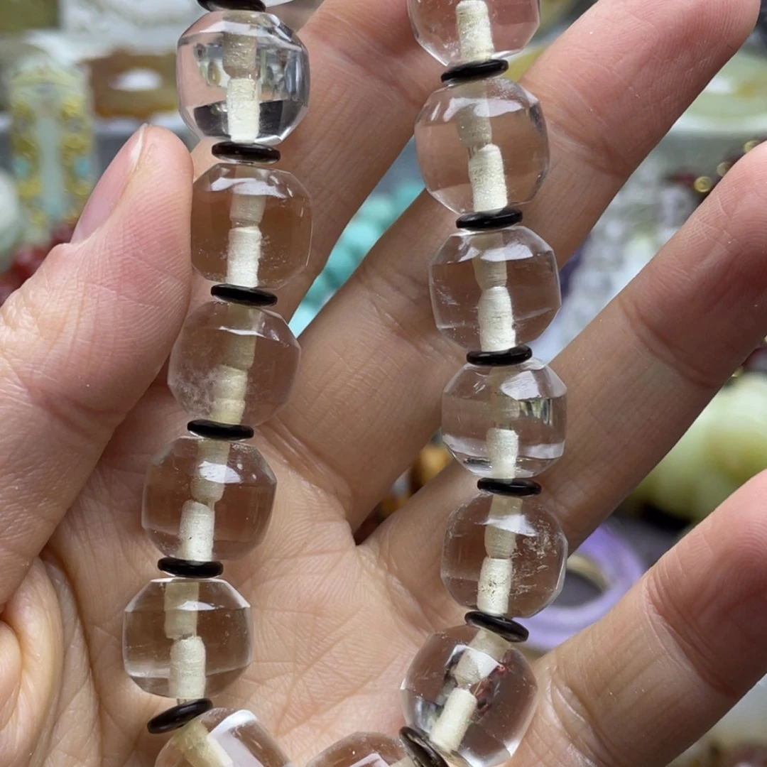 水晶颈饰未镶嵌白水晶桶珠手串