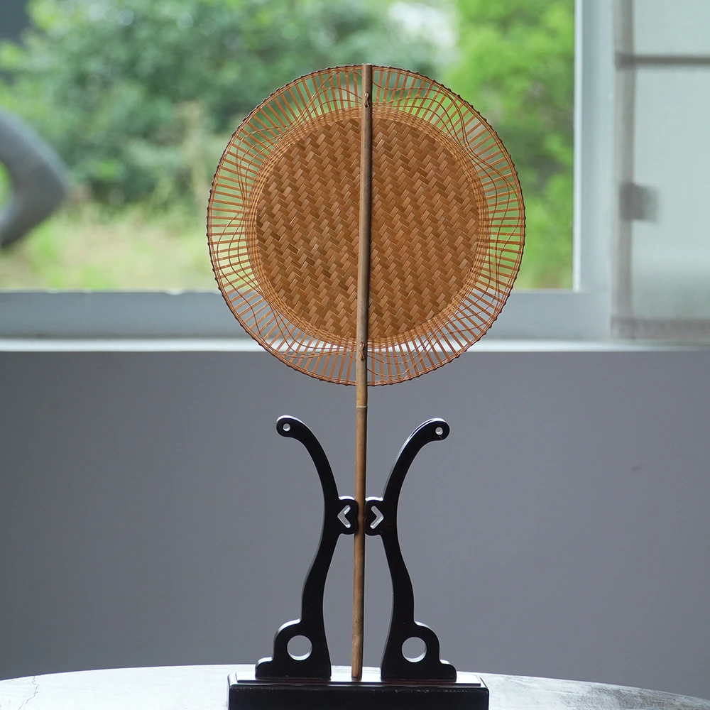 【竹丝花边扇】非遗手工竹编扇团扇古风夏天纳凉扇