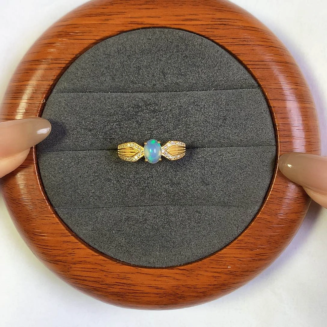 欧泊戒指银S925镶嵌戒指