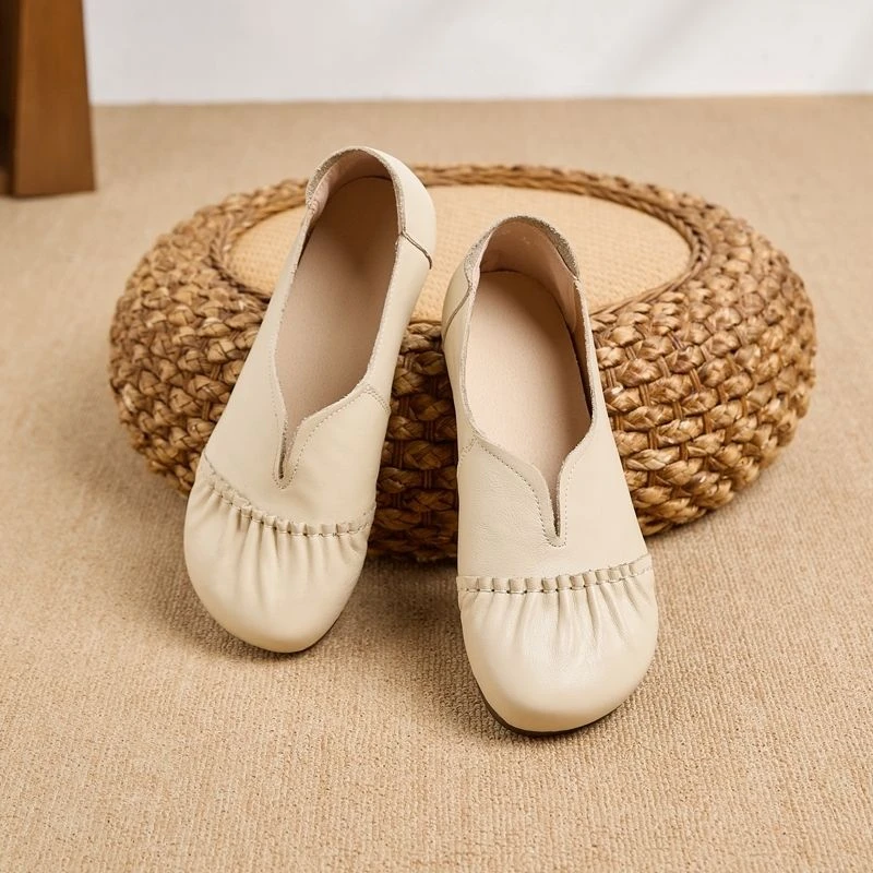 周末有约女鞋夏季防滑单鞋夏季一脚蹬妈妈鞋乐福鞋百搭软底温婉风