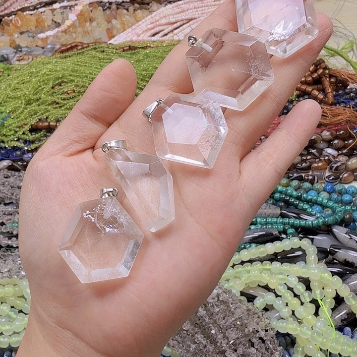 水晶珠宝半成品未镶嵌白水晶异形配件一颗