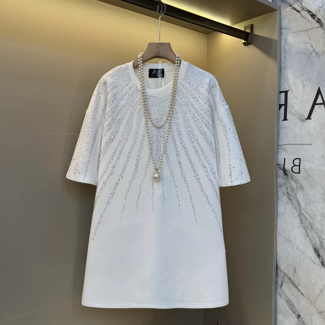 2025欧货新款烫钻满天星气质精致百搭设计感大码显瘦上衣85403