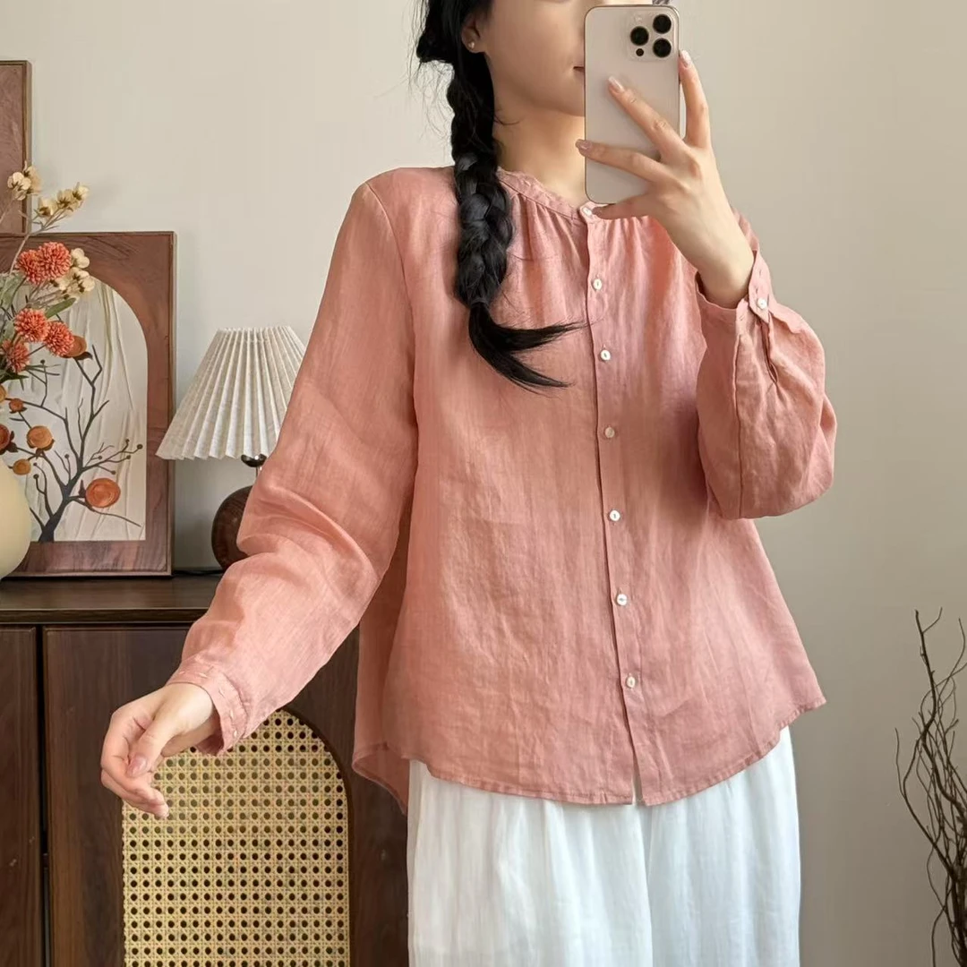 【常樂】苎麻宽松百搭休闲显瘦衬衫900