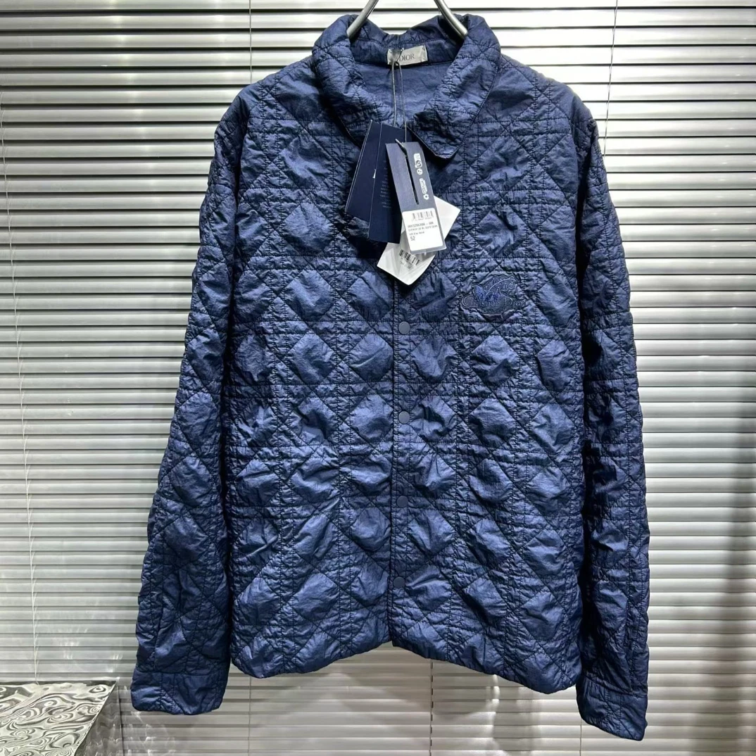 未使用 DIOR/迪奥 25fw胸前铃兰花海军蓝薄款满印棉服/52码