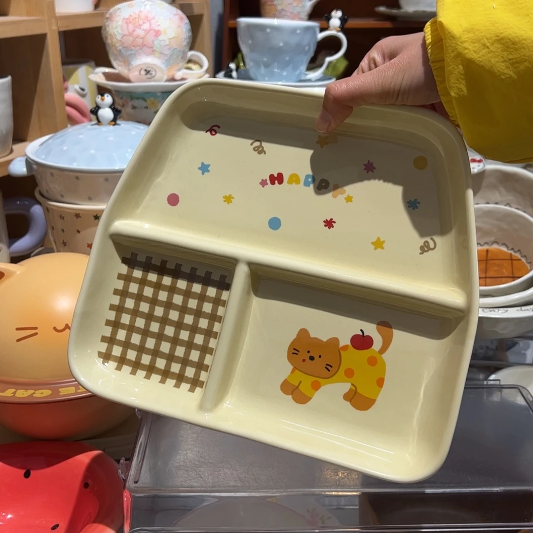小猫三格分餐盘