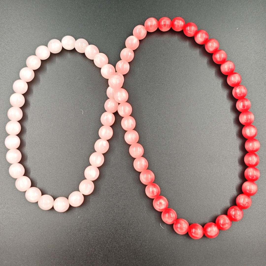 G085时尚百搭光变中国红长链妈妈链树脂项链长串