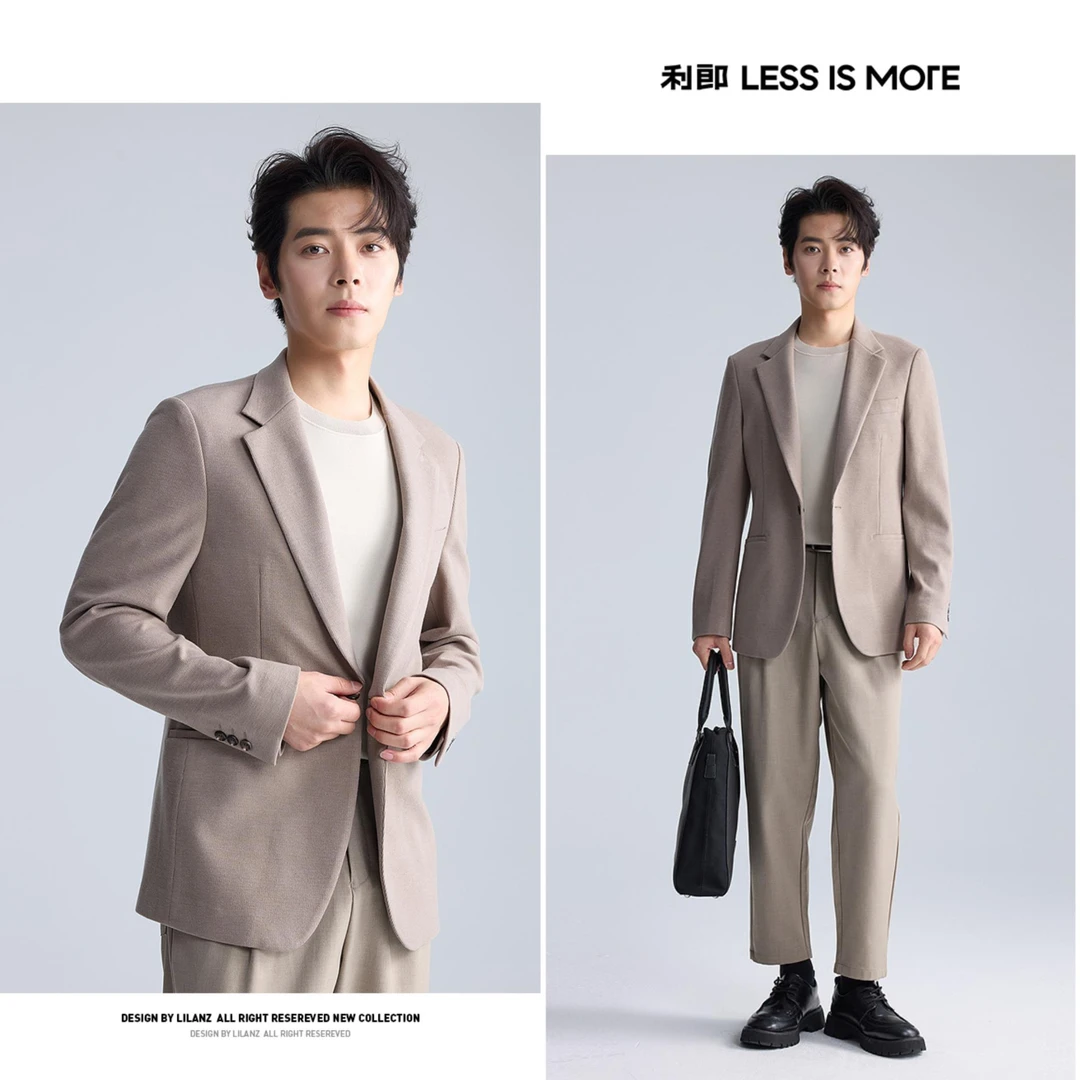 利郎秋季【静奢高阶系列】男士舒适简约羊毛混纺休闲单西