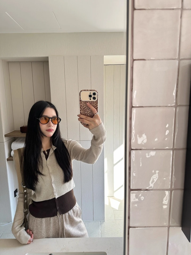 ONEXH·2025冬季新款设计感假两件套韩系气质长袖针织衫开衫上衣女