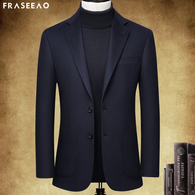 100%山羊绒西服男高级感秋冬季商务休闲西装轻奢质感单西上衣外套