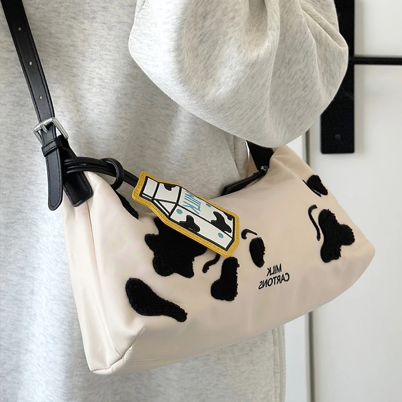 花间公主可爱牛奶盒系列单肩腋下包女斜挎包牛津布手提包