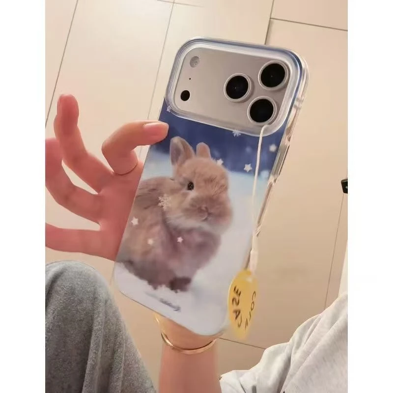 韩风可爱雪地兔子适用苹果17ProMax手机壳vivo华为oppo小米15防摔