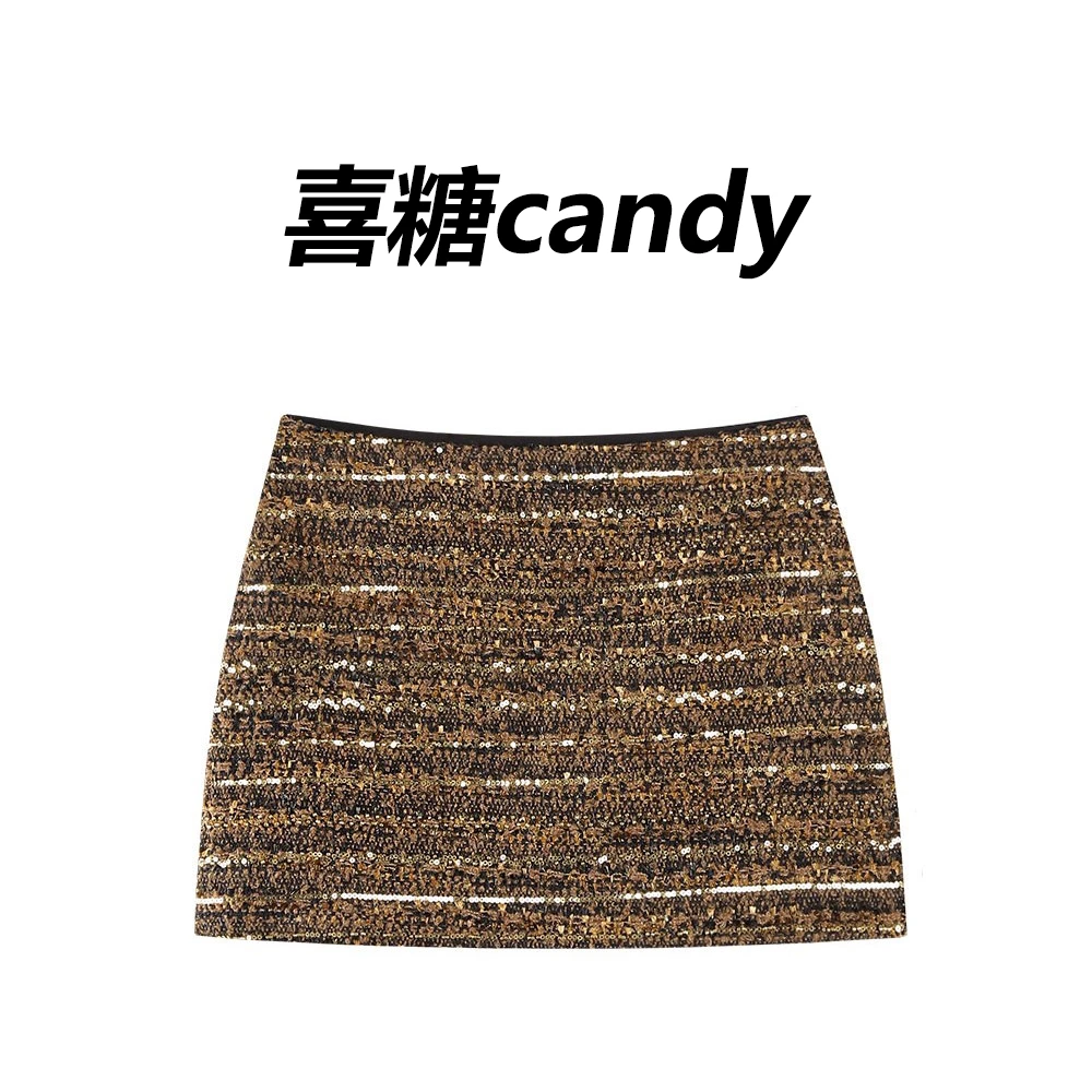 小香风包臀裙半身裙女2025年秋季美式辣妹性感亮片a字裙子超短裙