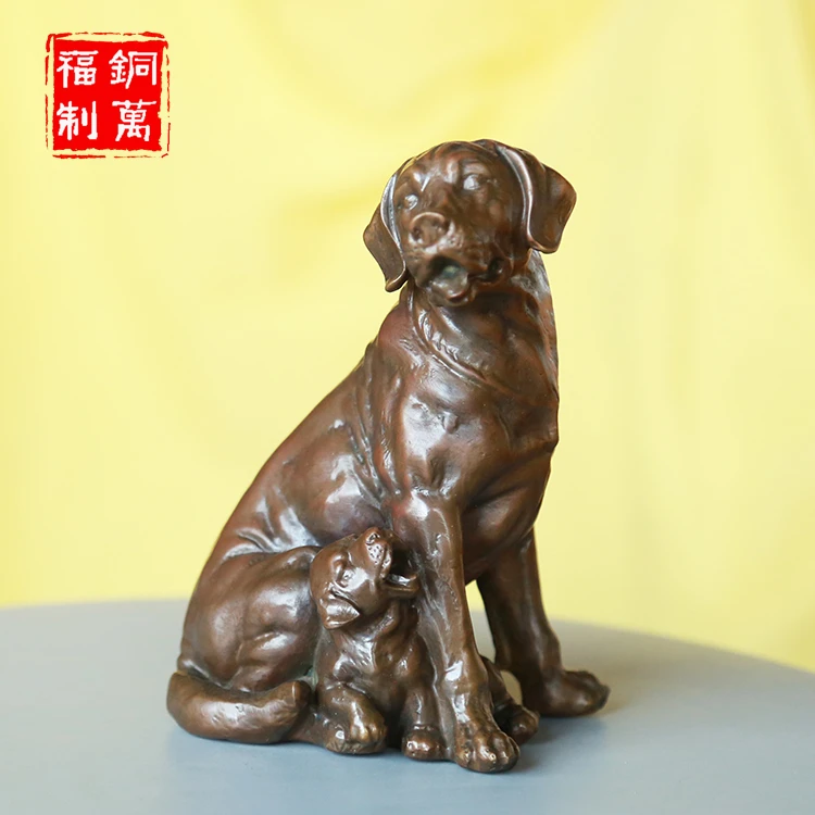 铜万福招财铜狗摆件纯黄铜金钱十二生肖客厅玄关工艺品开业礼品