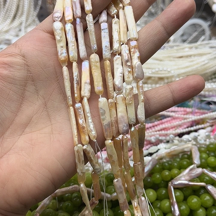 淡水珍珠珠宝半成品未镶嵌一条银条巴洛克珍珠