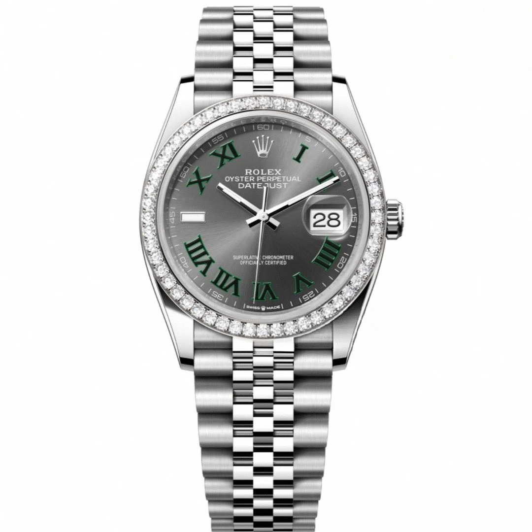 99新 Rolex/劳力士 奢侈品/日志126284绿萝外圈钻36mm原钻全套