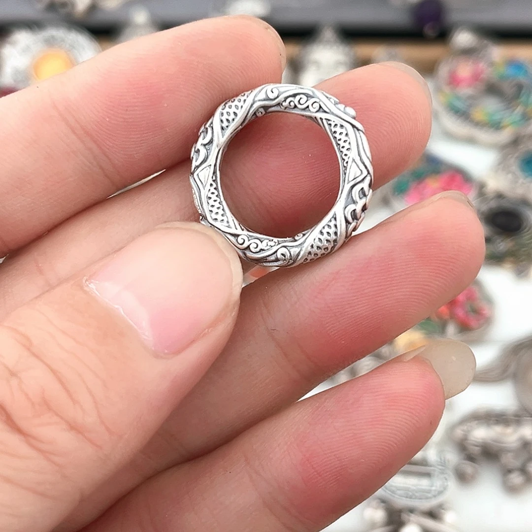 吊坠足银珐琅乾坤圈