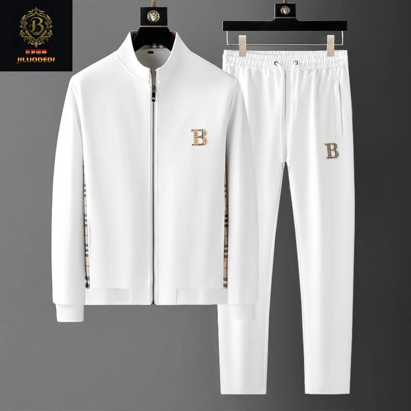 欧洲新款运动套装高端2025春秋白色夹克男士开衫休闲卫衣长裤潮