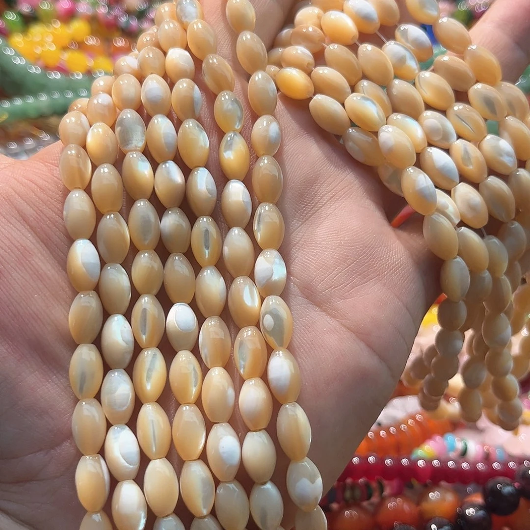 玛瑙/玉髓合金珠宝半成品马蹄螺本色木珠一条6x8mm