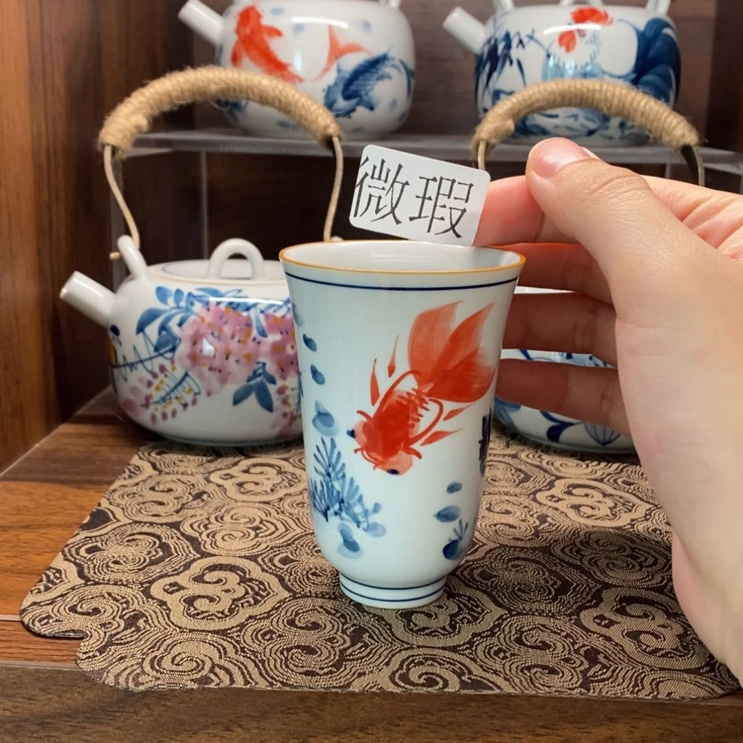 微瑕釉下彩纯手绘手工绘制
