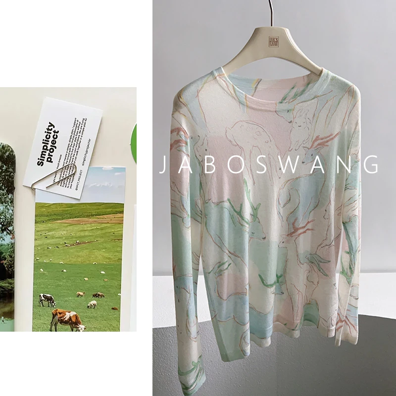 S827鹿鸣毛衣 2025春季女早春宽松打底衫高级感新款长袖独特