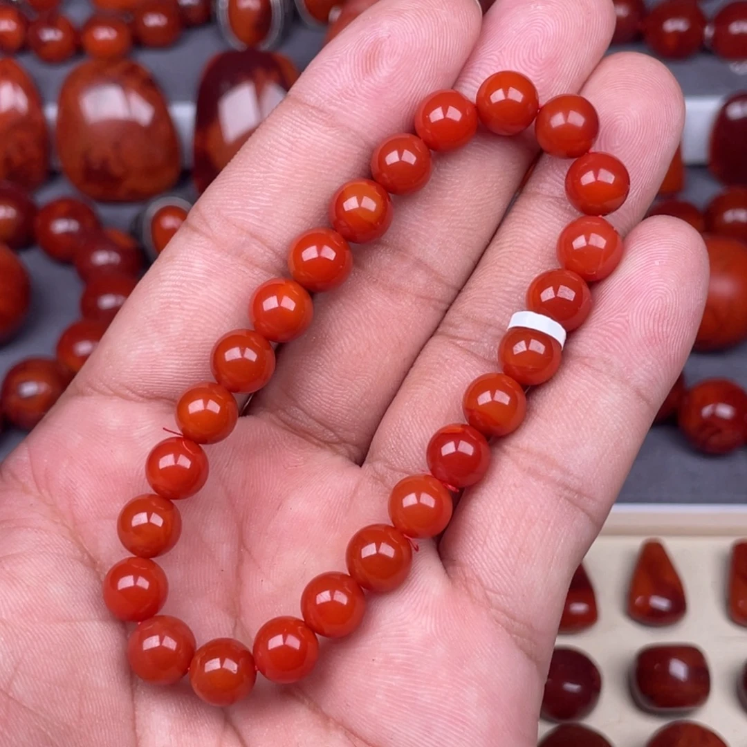 南红玛瑙未镶嵌瓦西南红圆珠手串8mm