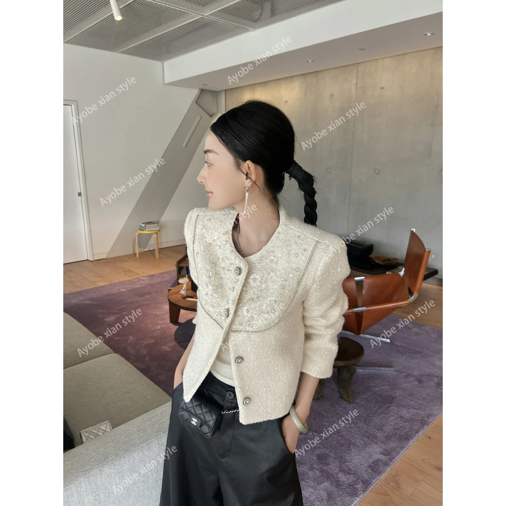 【AYOBE】小贤 羊毛气质轻奢名媛亮钻小香羽绒外套