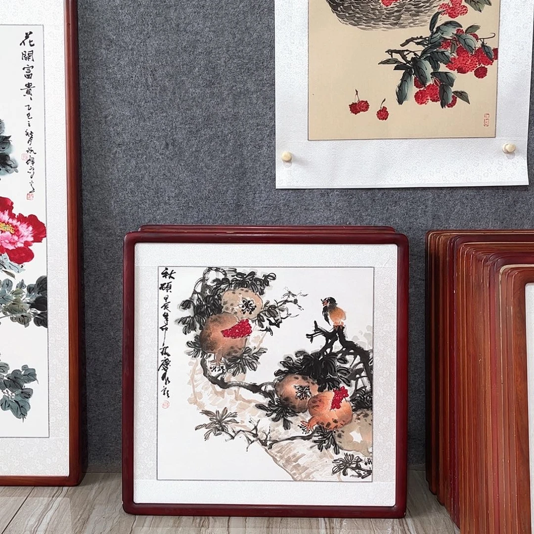 国画书画作品带框63×63