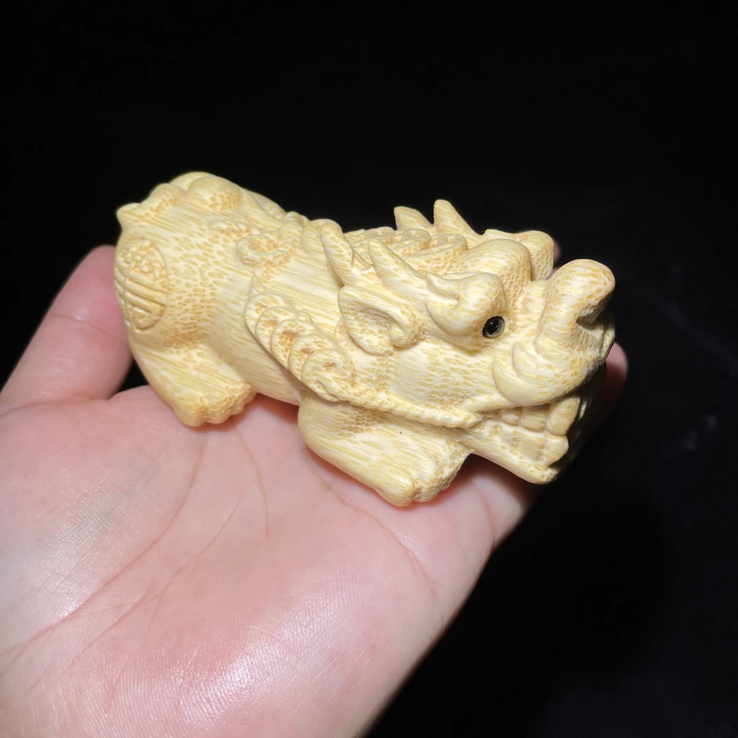 实心竹雕刻（大貔貅）龙血金丝竹雕刻手把件摆件祥瑞摆件家居工艺品