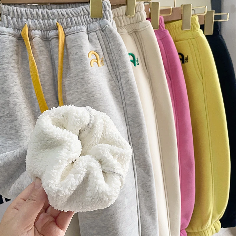 【反季清一条过冬】粗针水洗羔羔绒彩色洋气休闲卫裤A