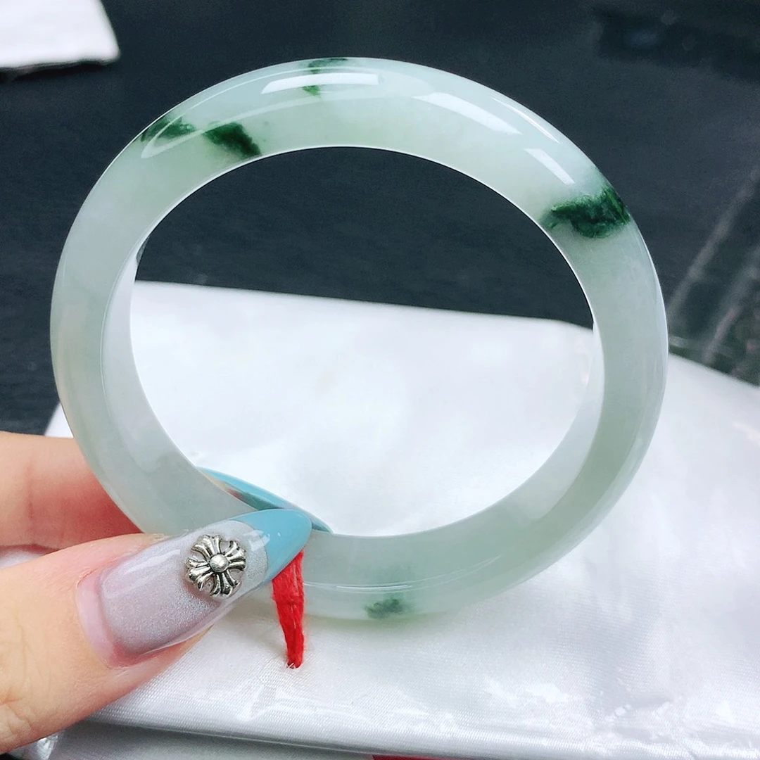 翡翠手镯未镶嵌翡翠54.0飘深花正圈