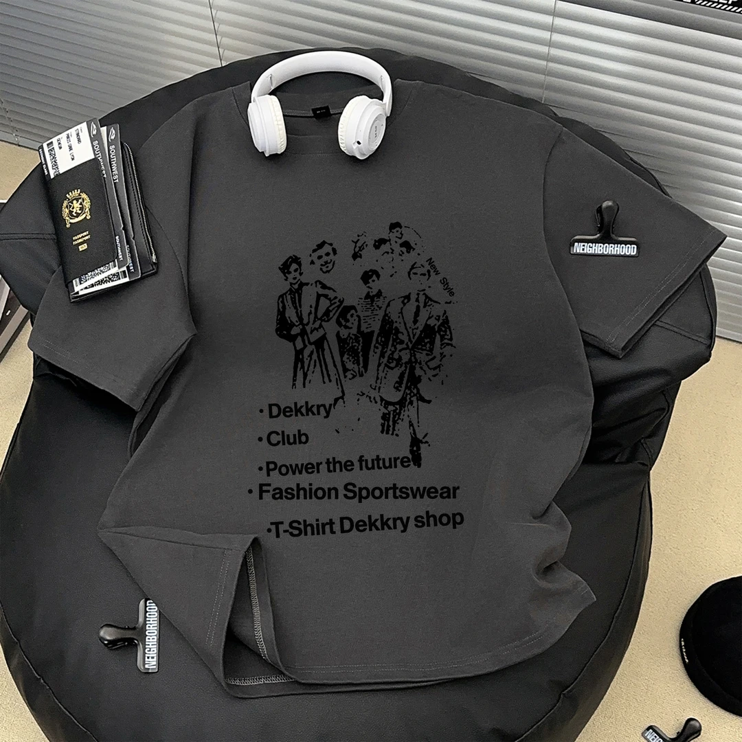 Dekkry夏季短袖纯棉T恤美式潮牌男士痞帅高街休闲圆领透气百搭