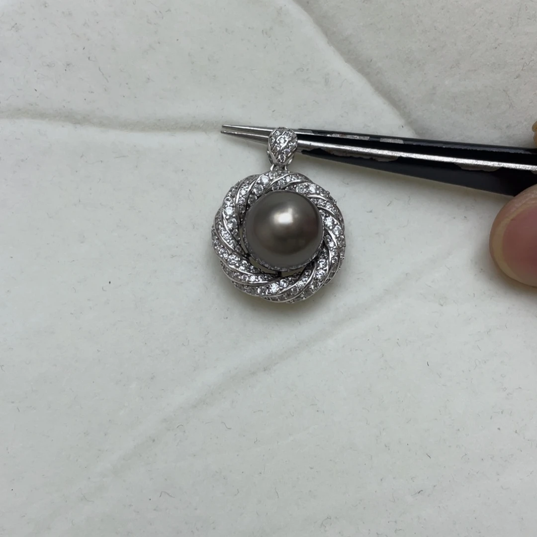 海水珍珠银S925镶嵌吊坠(不含链)