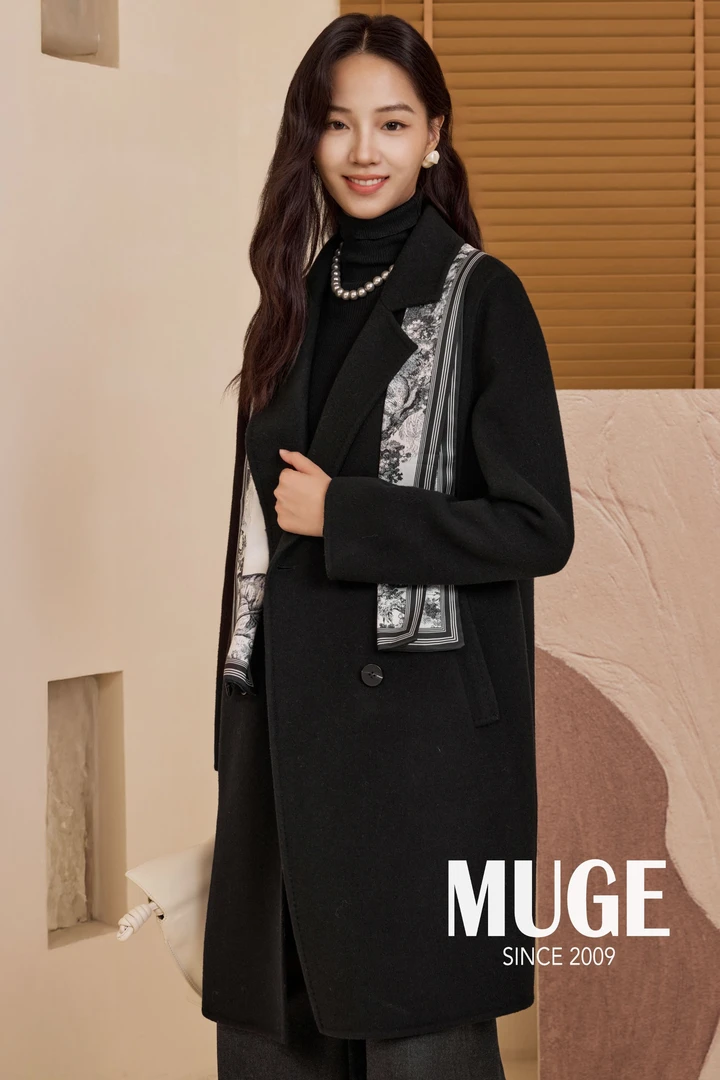 慕歌MUGE/女长款宽松型羊毛羊绒外套长袖冬季有大码 521873