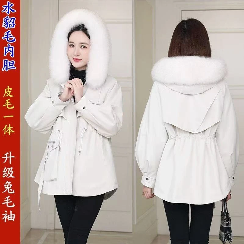 水貂毛内胆派克服女2025新款可拆卸中长小个子皮毛一体皮草外套冬