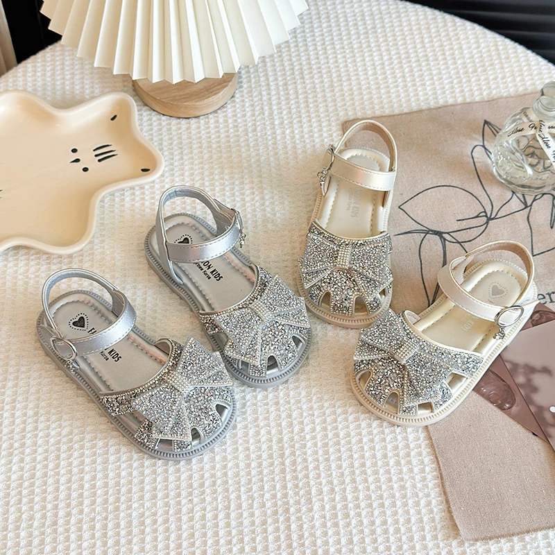女童包头凉鞋2025夏季新款儿童水钻公主鞋小女孩软底中大童沙滩鞋