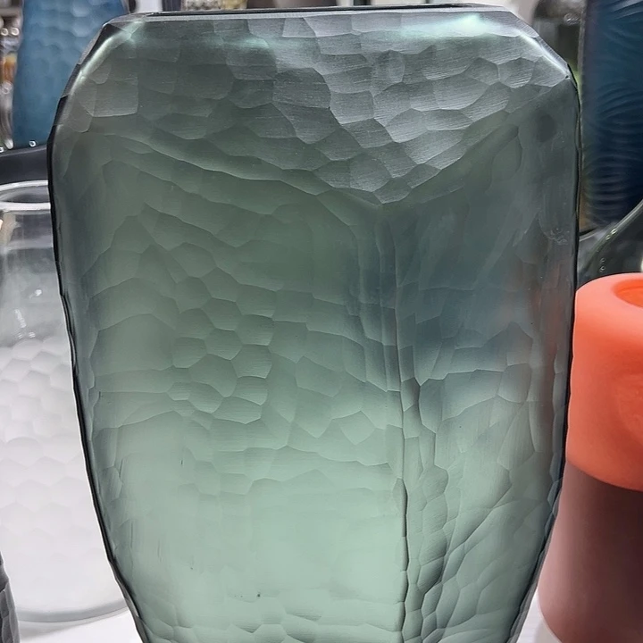 灰色磨刻花瓶花器高38口12