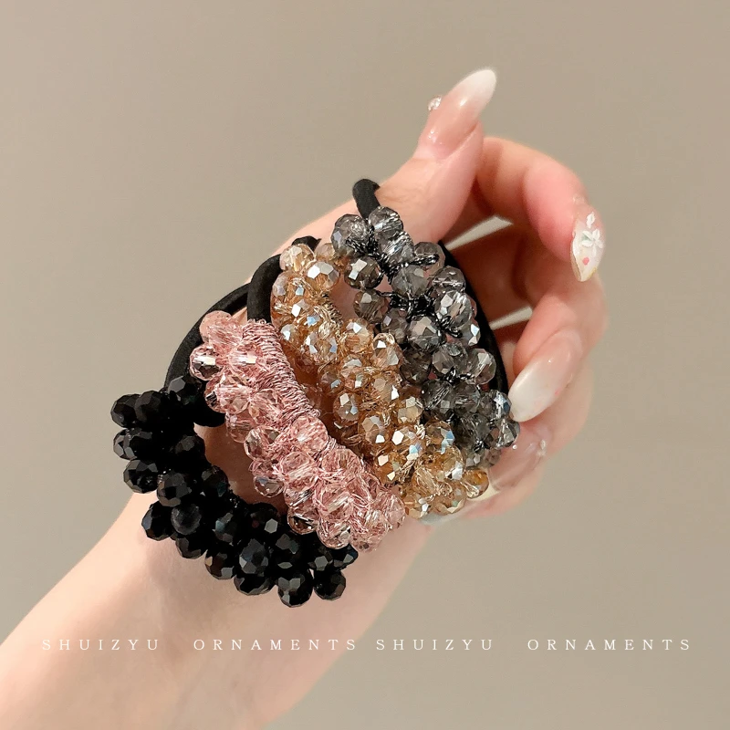 韩系水钻发绳2025新款高级感扎头发皮筋发圈高端成人不勒头绳头饰