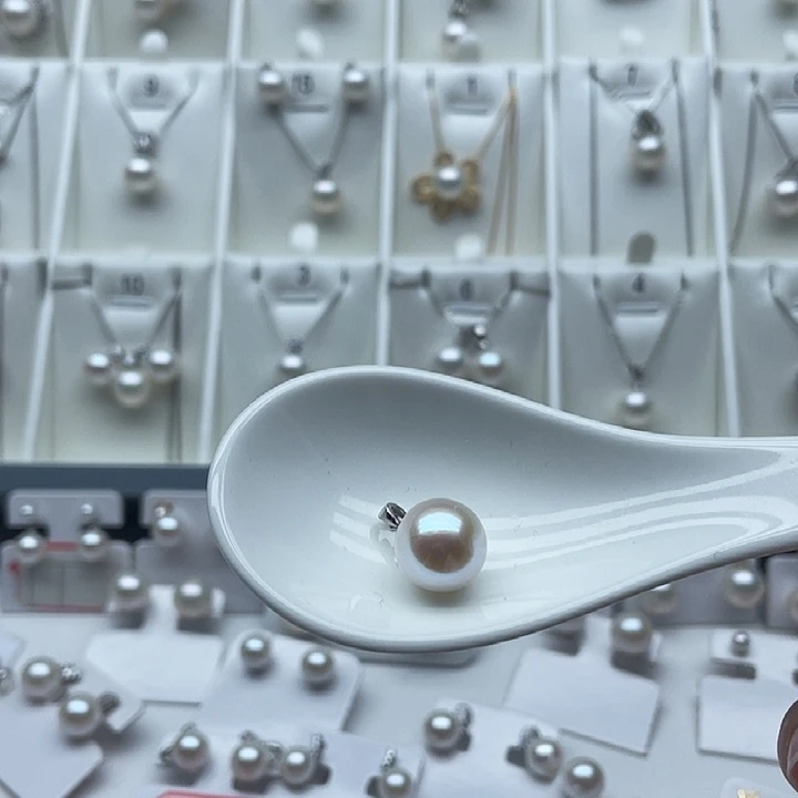 淡水珍珠吊坠(不含链)银S925镶嵌