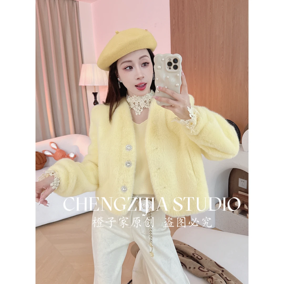 【裴诗婷】WT00100开衫V领毛毛短款外套05