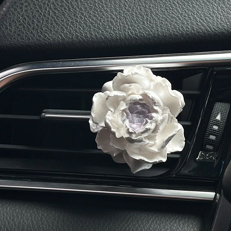 茉莉汽车载空调出风口香薰氛车用香水装饰扩香石花朵车内饰品摆件